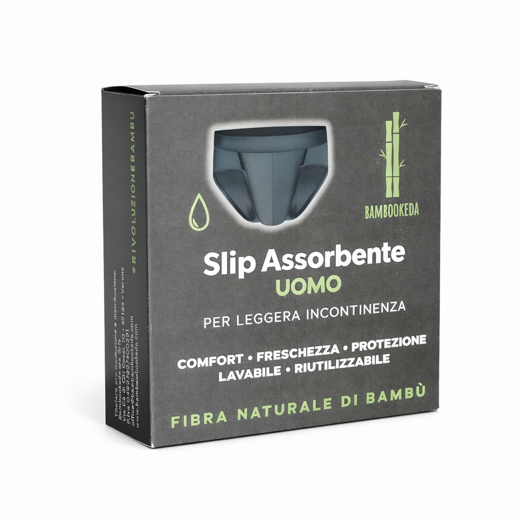 Slip Assorbente Uomo in Fibra Naturale di Bambù – Leggera Incontinenza Flusso Medio 150 ml|